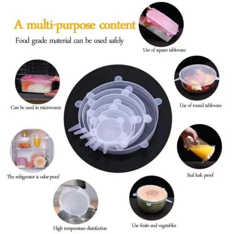 6Pcs Universal Food Silicone Cover Silicone Stretch Lids For Cookware Reusable Stretch Lids silicone lid covers silicone lids 6Pcs Universal Food Silicone Cover Silicone Stretch Lids For Cookware Reusable Stretch Lids silicone lid covers silicone lids