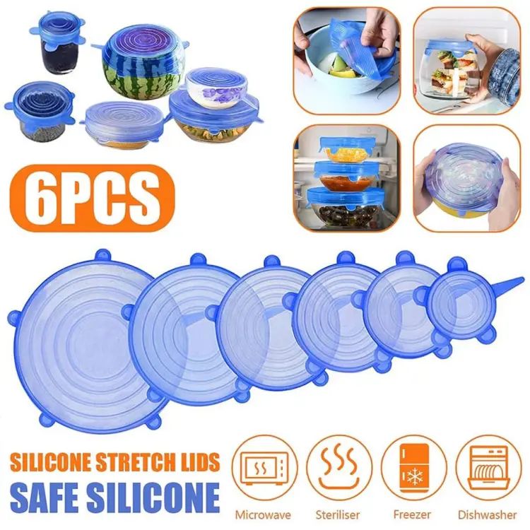 6Pcs Universal Food Silicone Cover Silicone Stretch Lids For Cookware Reusable Stretch Lids silicone lid covers silicone lids 6Pcs Universal Food Silicone Cover Silicone Stretch Lids For Cookware Reusable Stretch Lids silicone lid covers silicone lids