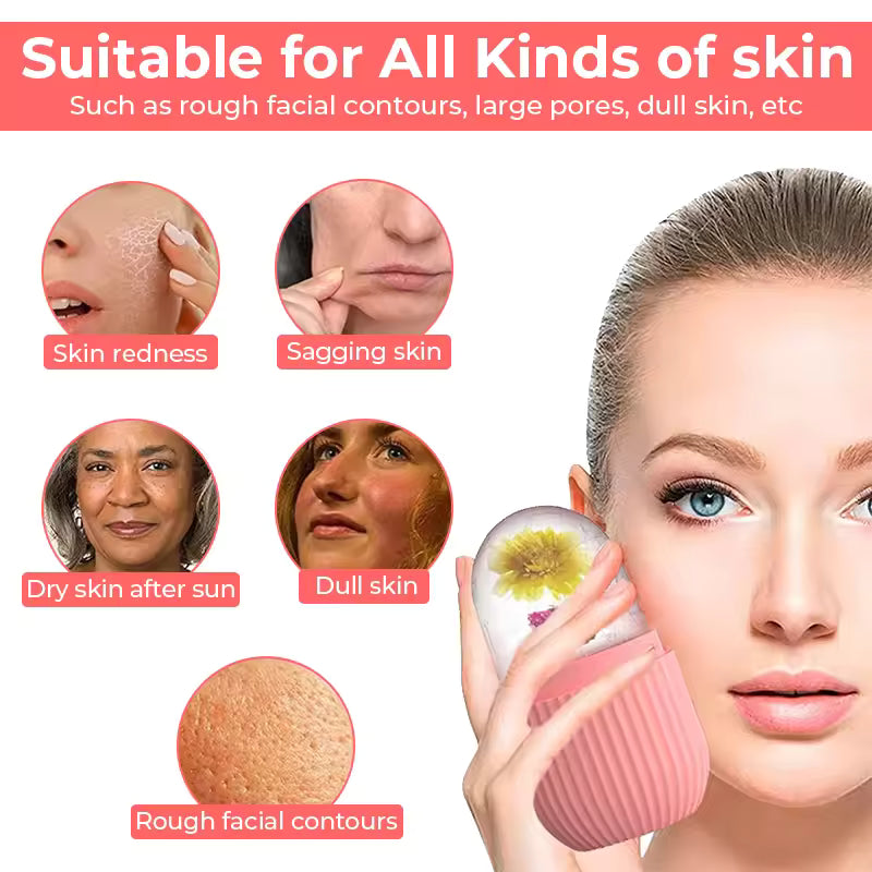 Silicone Ice Cube Roller Massager for Face Eyes and Neck Naturally Conditioning and Skin Care De Puff Eye Bags Reduce Migraine Pain Reusable Massage Silicone Ice Mold