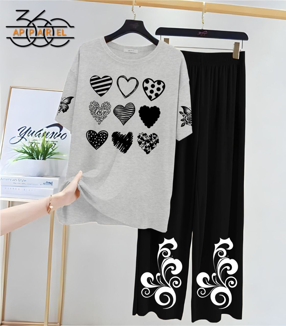 Black Women Printed Night Suit Fabric Jersey