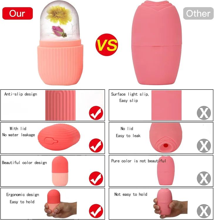 Silicone Ice Cube Roller Massager for Face Eyes and Neck Naturally Conditioning and Skin Care De Puff Eye Bags Reduce Migraine Pain Reusable Massage Silicone Ice Mold